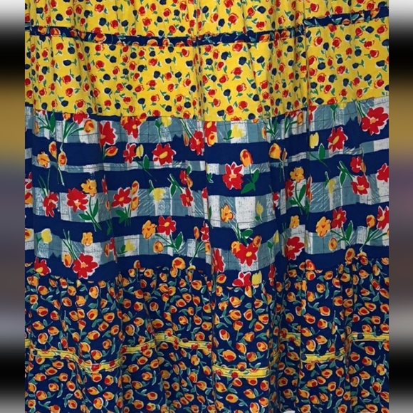 Vintage Carole Little Maxi Skirt Sz 1x Mix Print Gypsy Boho Peasant - Picture 3 of 7